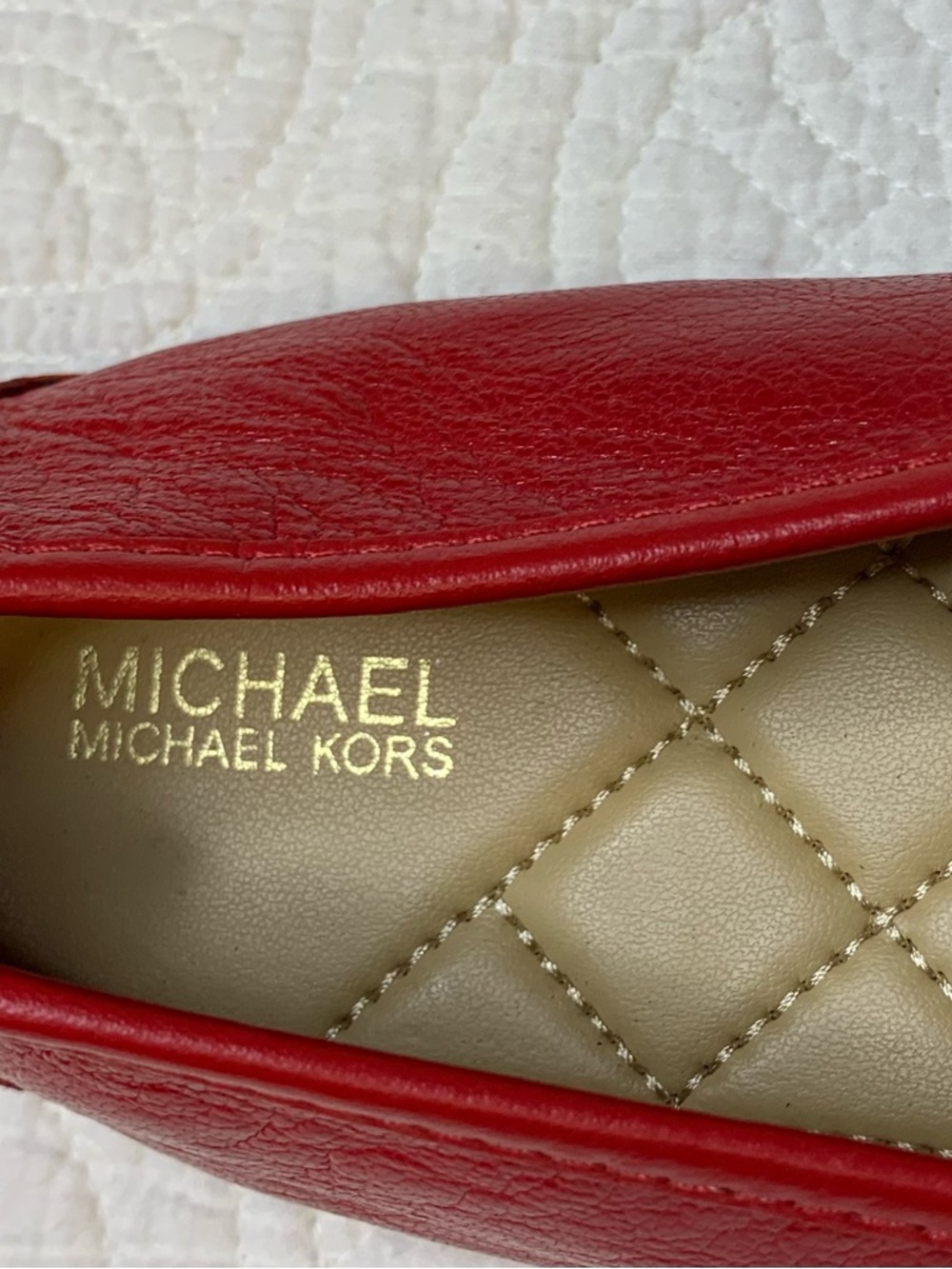 Michael Kors Lillie Premium Leather  Moccasin Flats in Bright Red - Picture 7 of 13